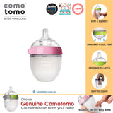 Comotomo Natural Feel Anti-Bacterial Heat Resistance Silicon Baby Bottle 150ml (Pink)